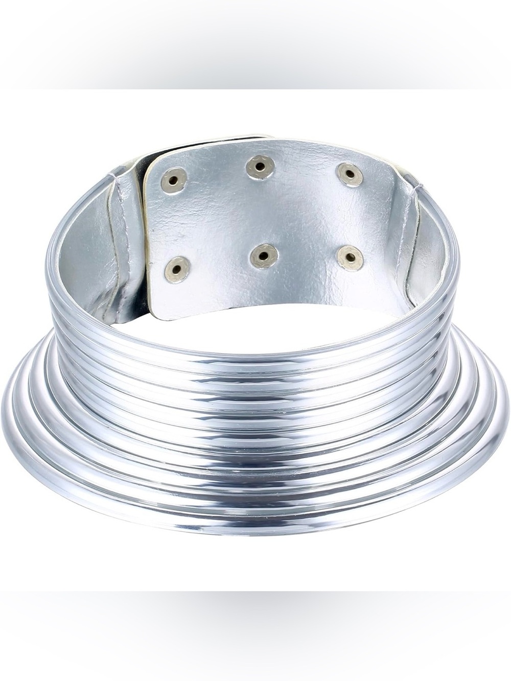 Chunky Silver Ribbed Cuff Necklace - NWOT